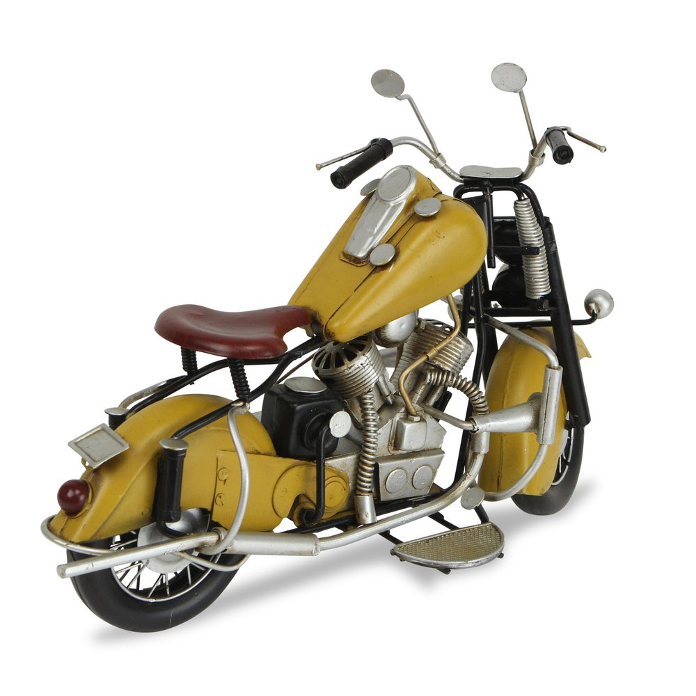 8" Yellow And Black Metal Hand Painted Motorcycle Model Motorcycle