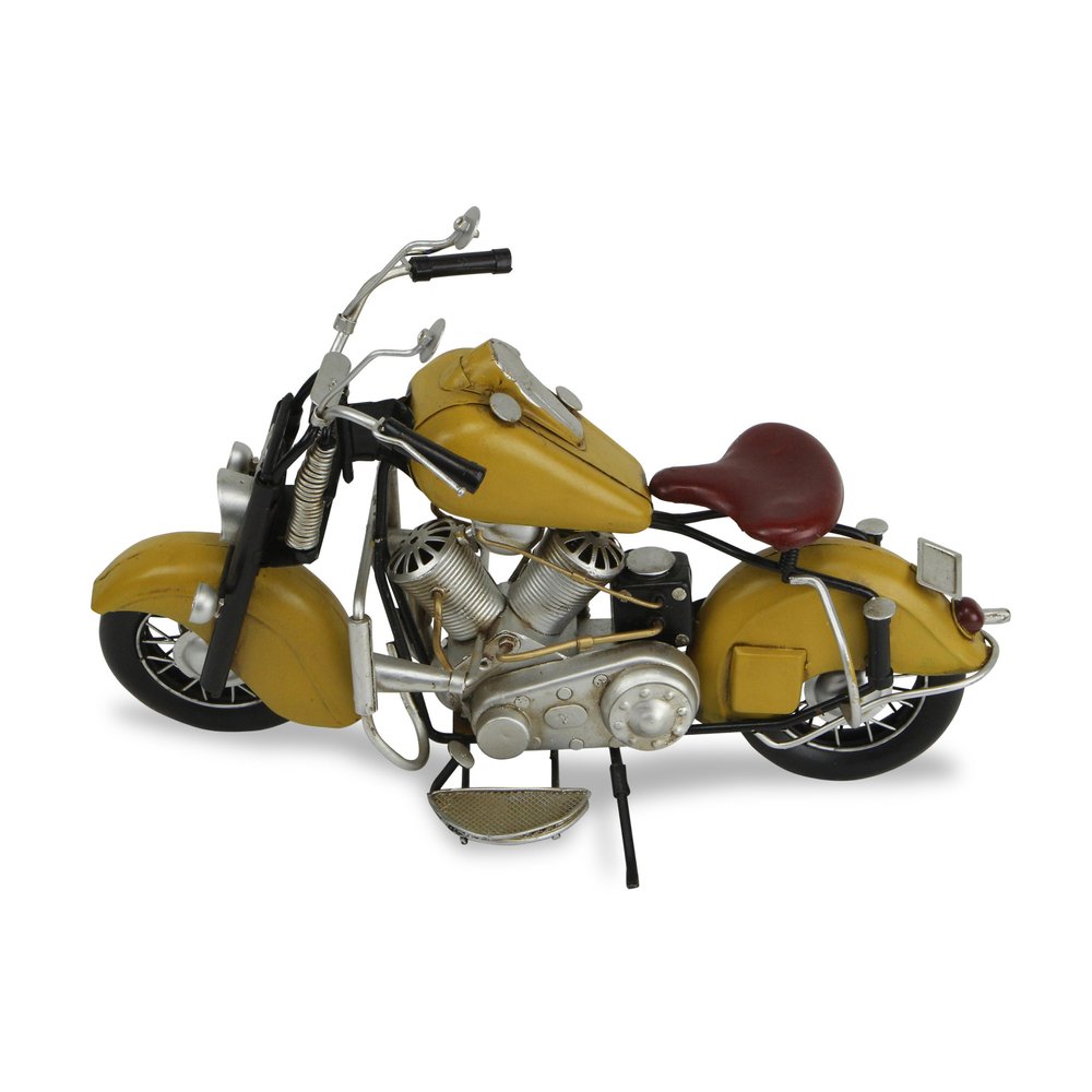 8" Yellow And Black Metal Hand Painted Motorcycle Model Motorcycle