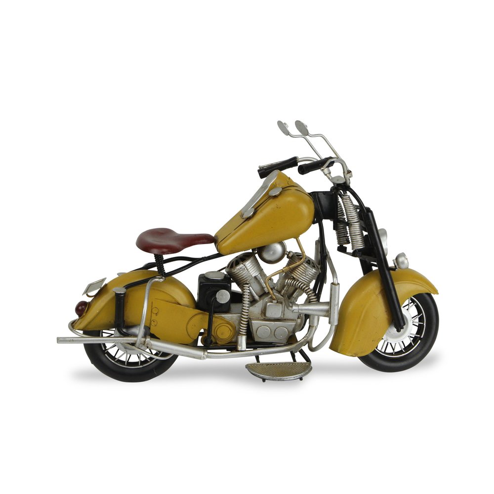 8" Yellow And Black Metal Hand Painted Motorcycle Model Motorcycle