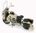 10" Cream Metal Hand Painted Motorcycle Model Motorcycle. Home product isolated on a plain white background, in a cream metal finish.