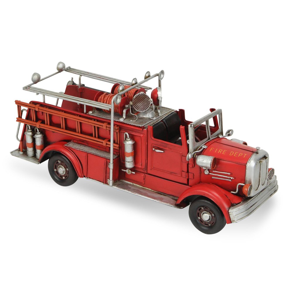 7" Red Metal Hand Painted Truck Figurine