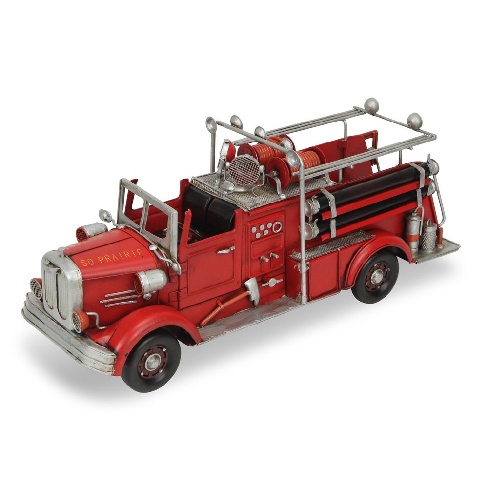 7" Red Metal Hand Painted Truck Figurine