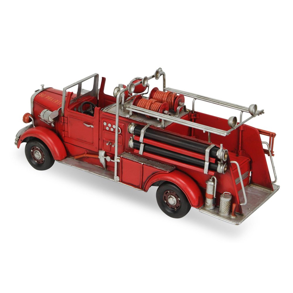 7" Red Metal Hand Painted Truck Figurine