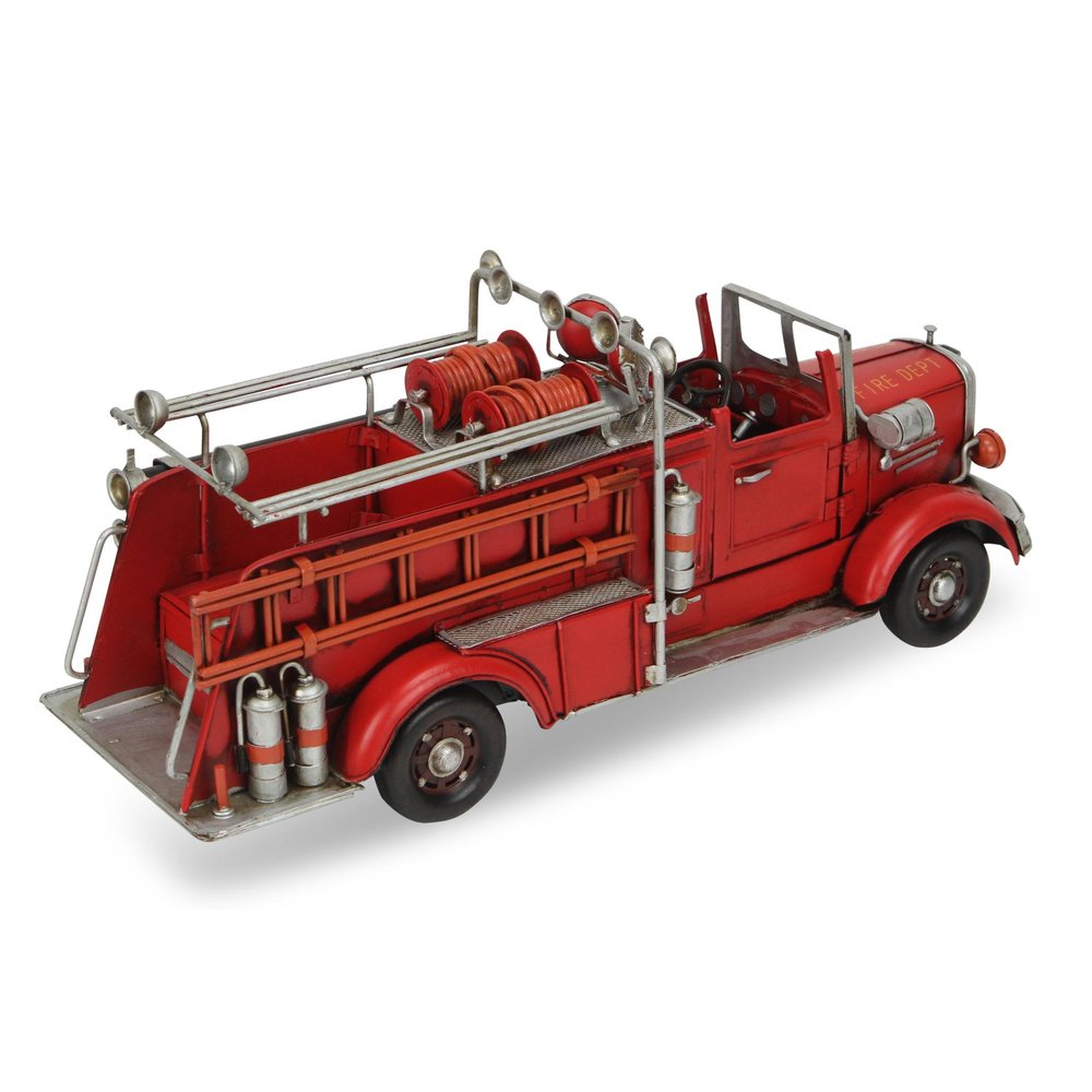 7" Red Metal Hand Painted Truck Figurine