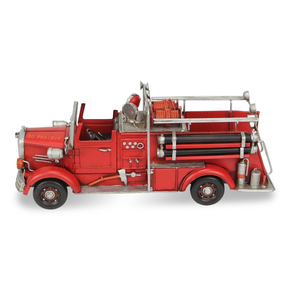 7" Red Metal Hand Painted Truck Figurine