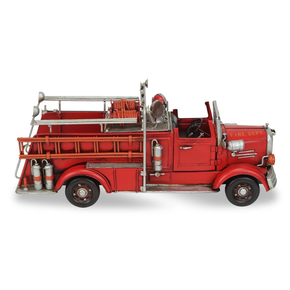 7" Red Metal Hand Painted Truck Figurine