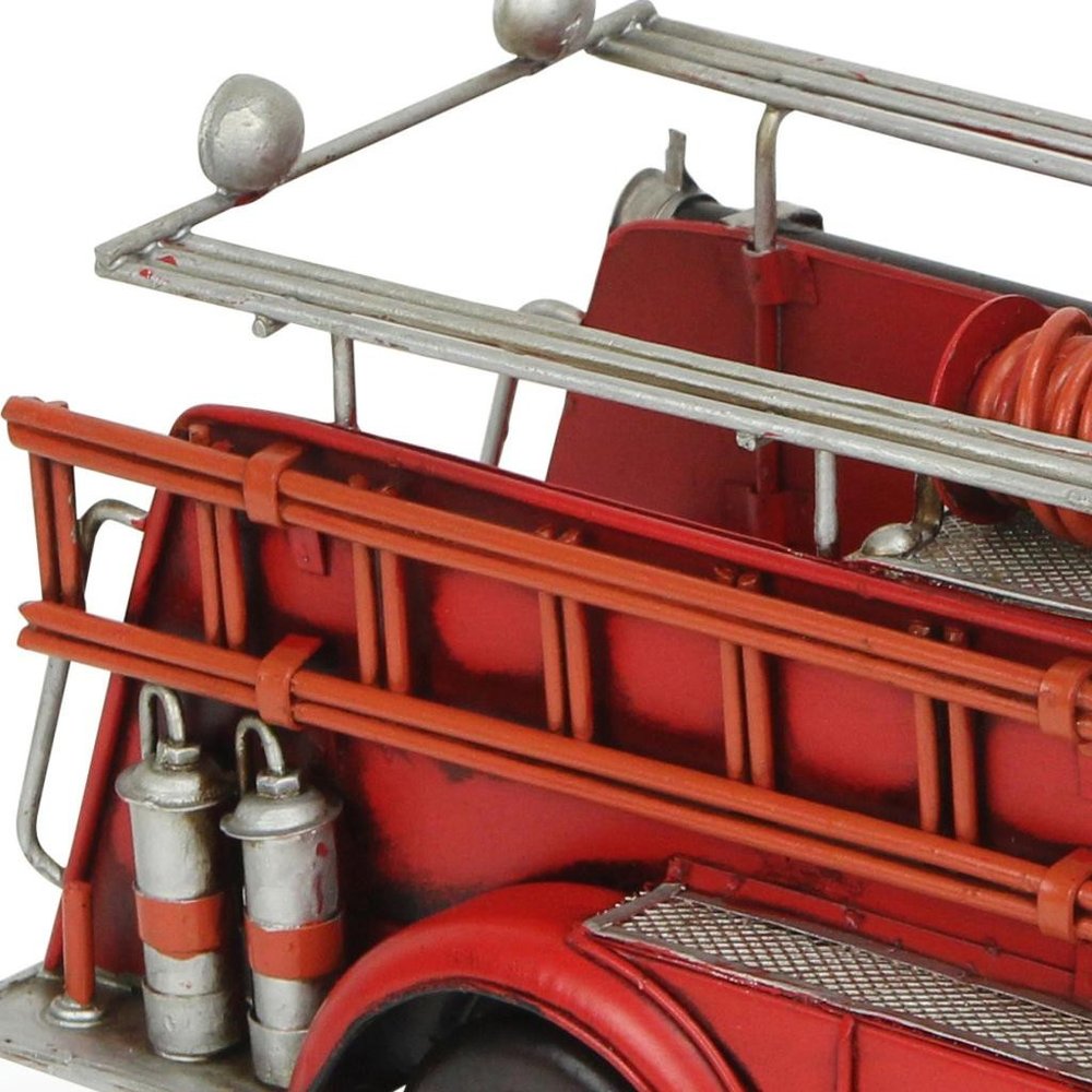 7" Red Metal Hand Painted Truck Figurine