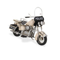 10" Cream Metal Hand Painted Motorcycle Model Motorcycle. Home product isolated on a plain white background, showing a cream metal surface.