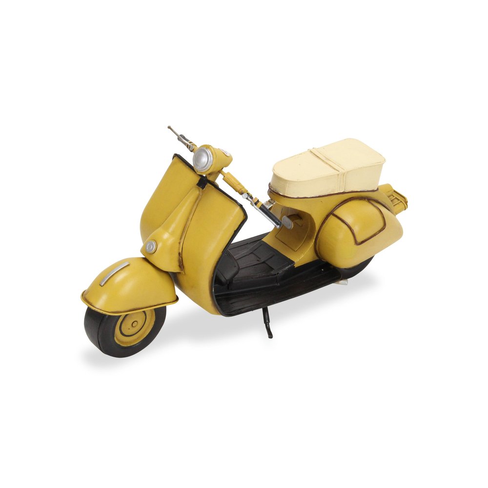 9" Yellow and Black Metal Hand Painted 1959 Yellow Scooter Model Motorcycle