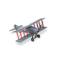 5" Red and Gray Metal Hand Painted 1916 Gray Bristol F28 Fighter Plane Model Airplane. Sculpture isolated on a plain white background, in a gray metal finish.