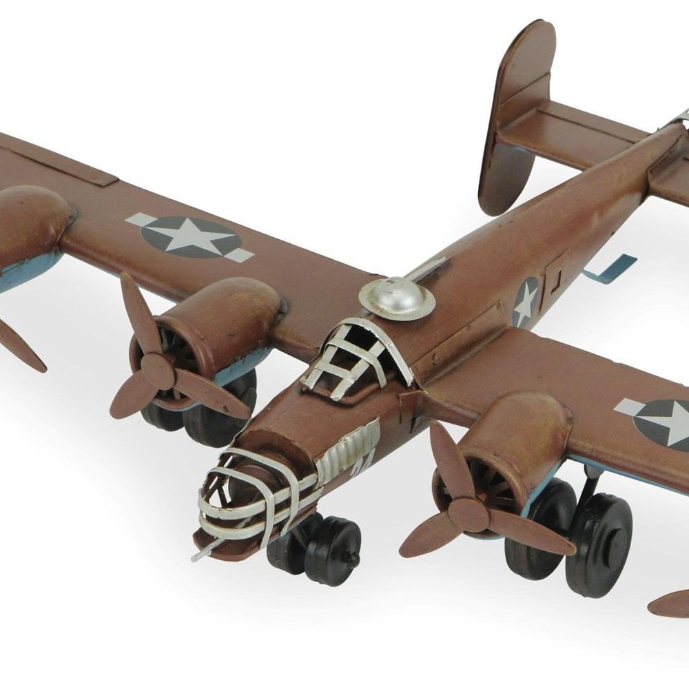 3" Brown and Silver Metal Hand Painted 1941 "B-24" Liberator Model Airplane