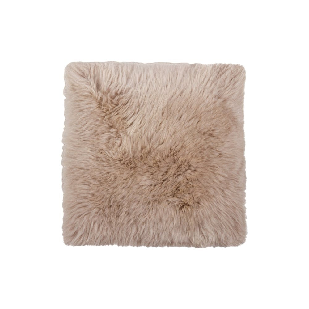Set Of Two 17" X 17" Taupe Wool Solid Color Chair Pads on a white background