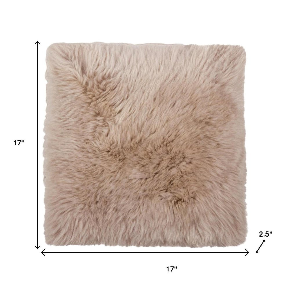 Set Of Two 17" X 17" Taupe Wool Solid Color Chair Pads on a white background