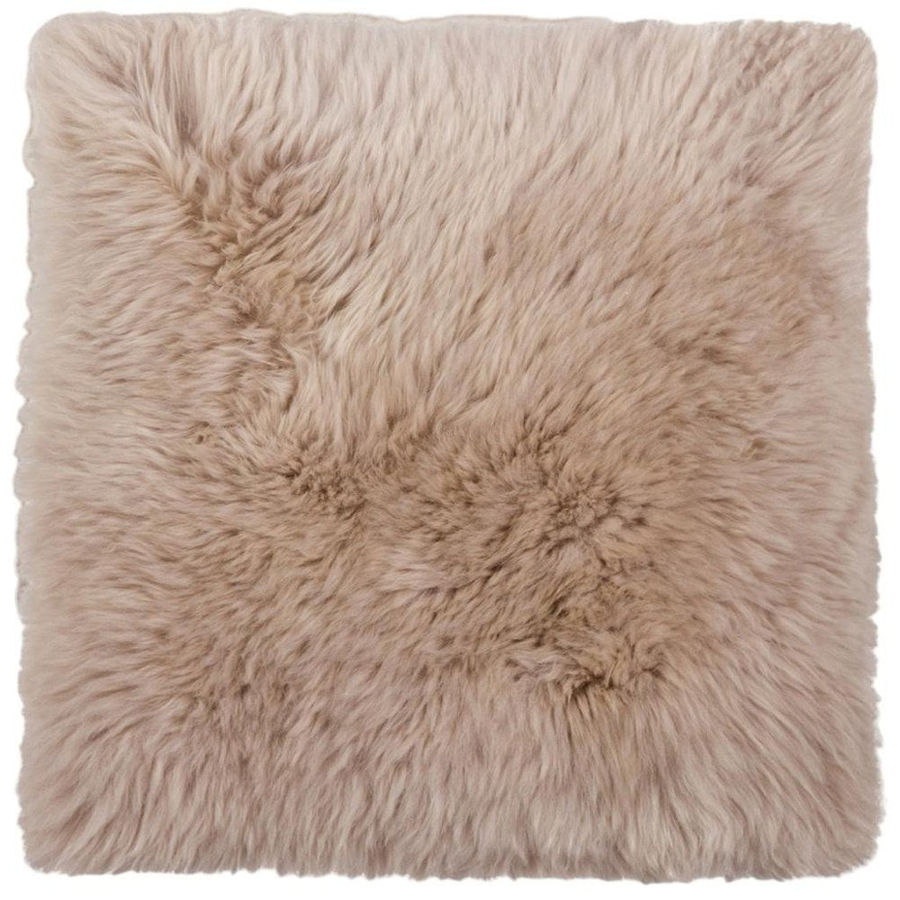 Set Of Two 17" X 17" Taupe Wool Solid Color Chair Pads close-up detail