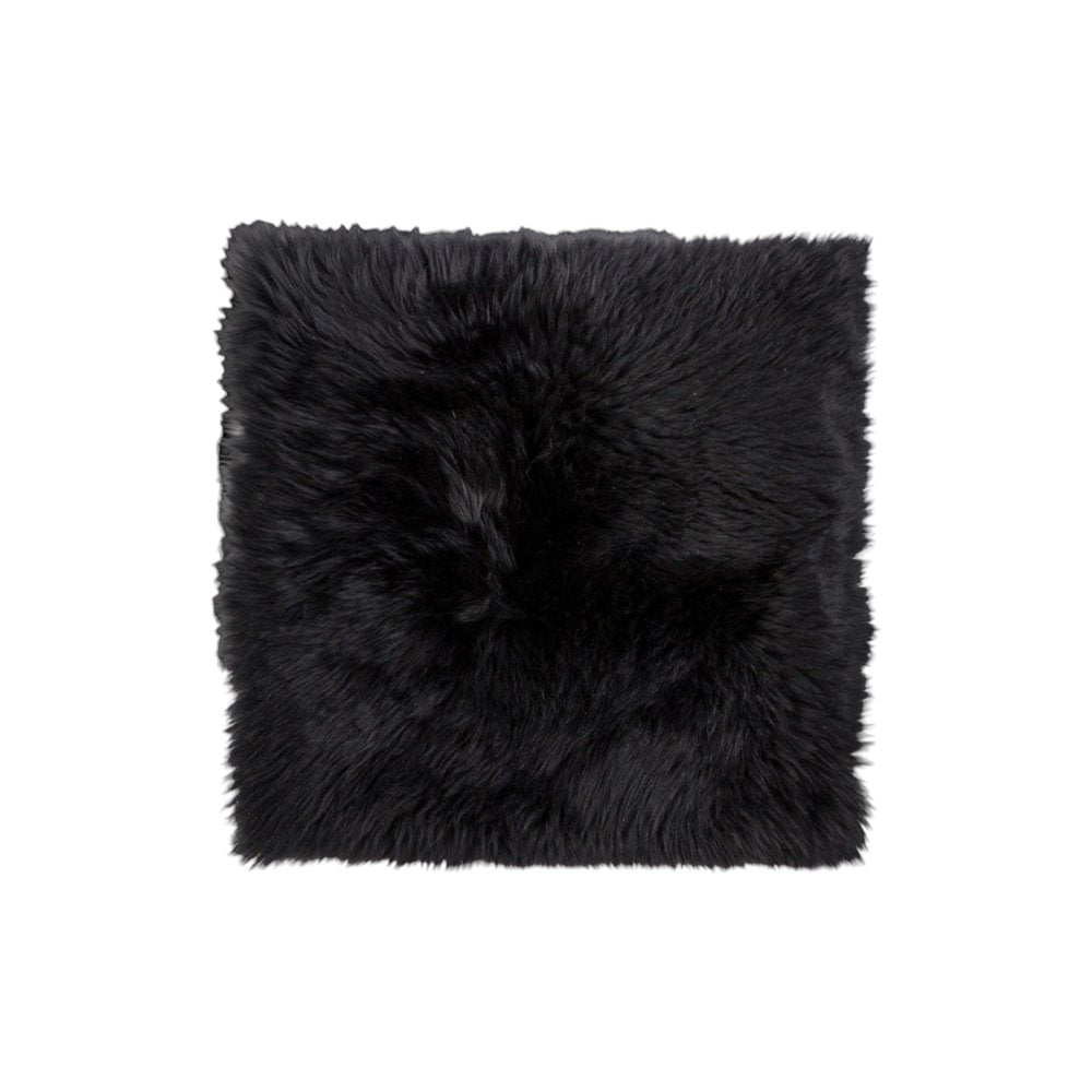 Set Of Two 17" X 17" Black Wool Chair Pads on a white background