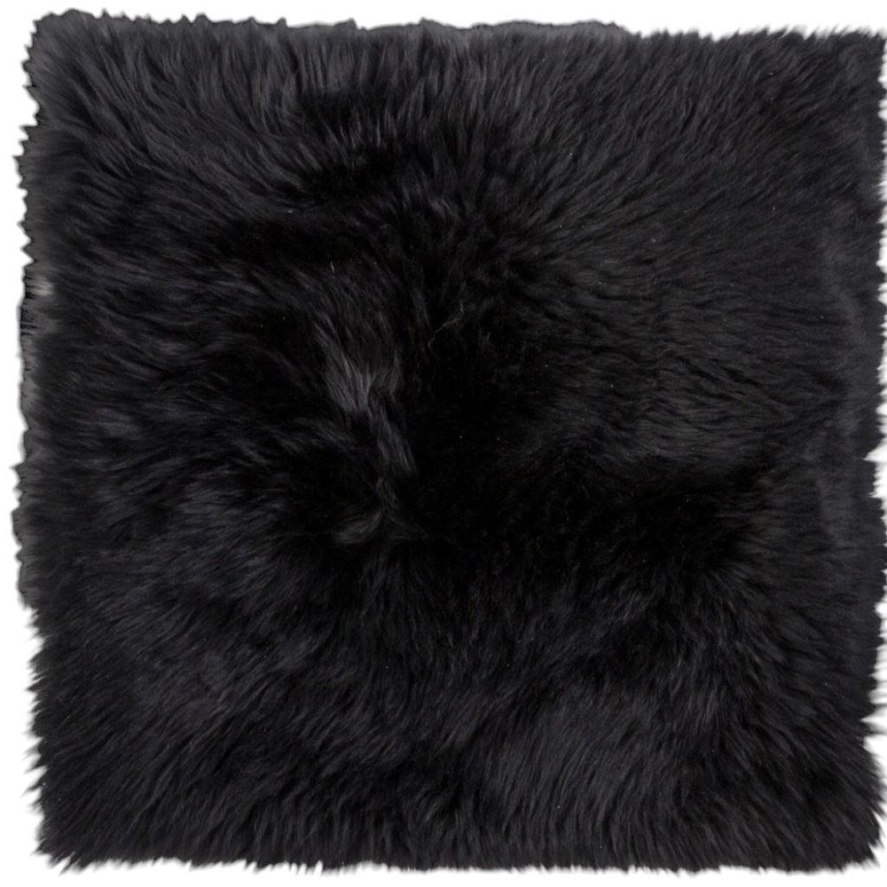 Set Of Two 17" X 17" Black Wool Chair Pads close-up detail