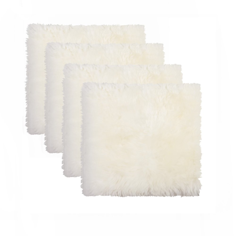 Set Of Four 17" X 17" Natural Wool Solid Color Chair Pads on a white background