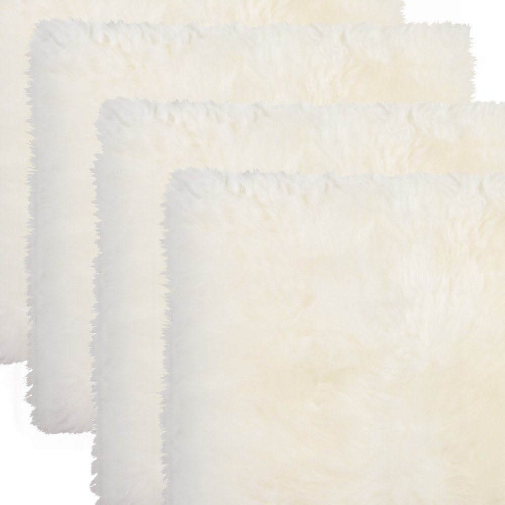 Set Of Four 17" X 17" Natural Wool Solid Color Chair Pads close-up detail