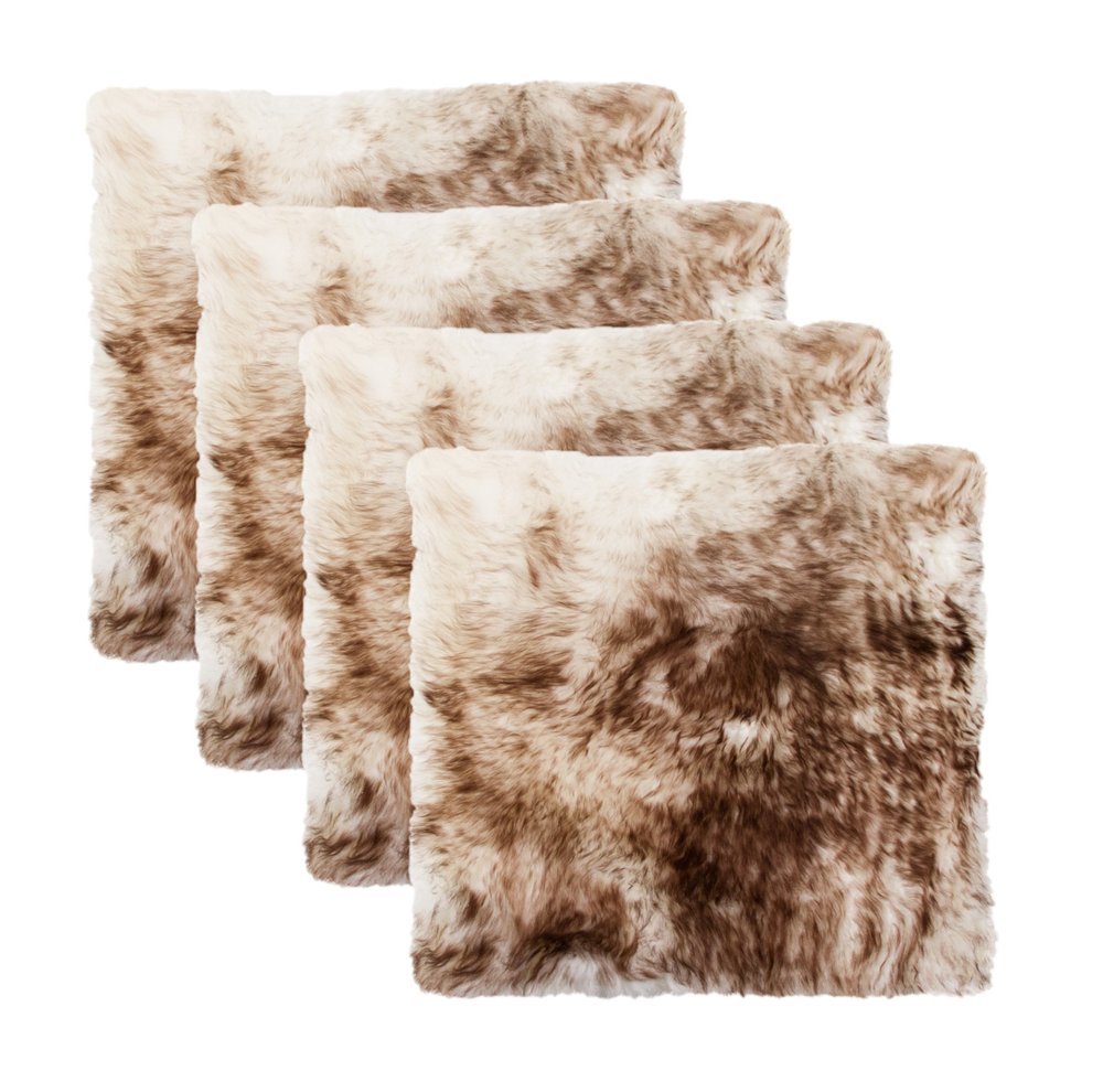 Set Of Four 17" X 17" Gradient Chocolate Wool Chair Pads on a white background