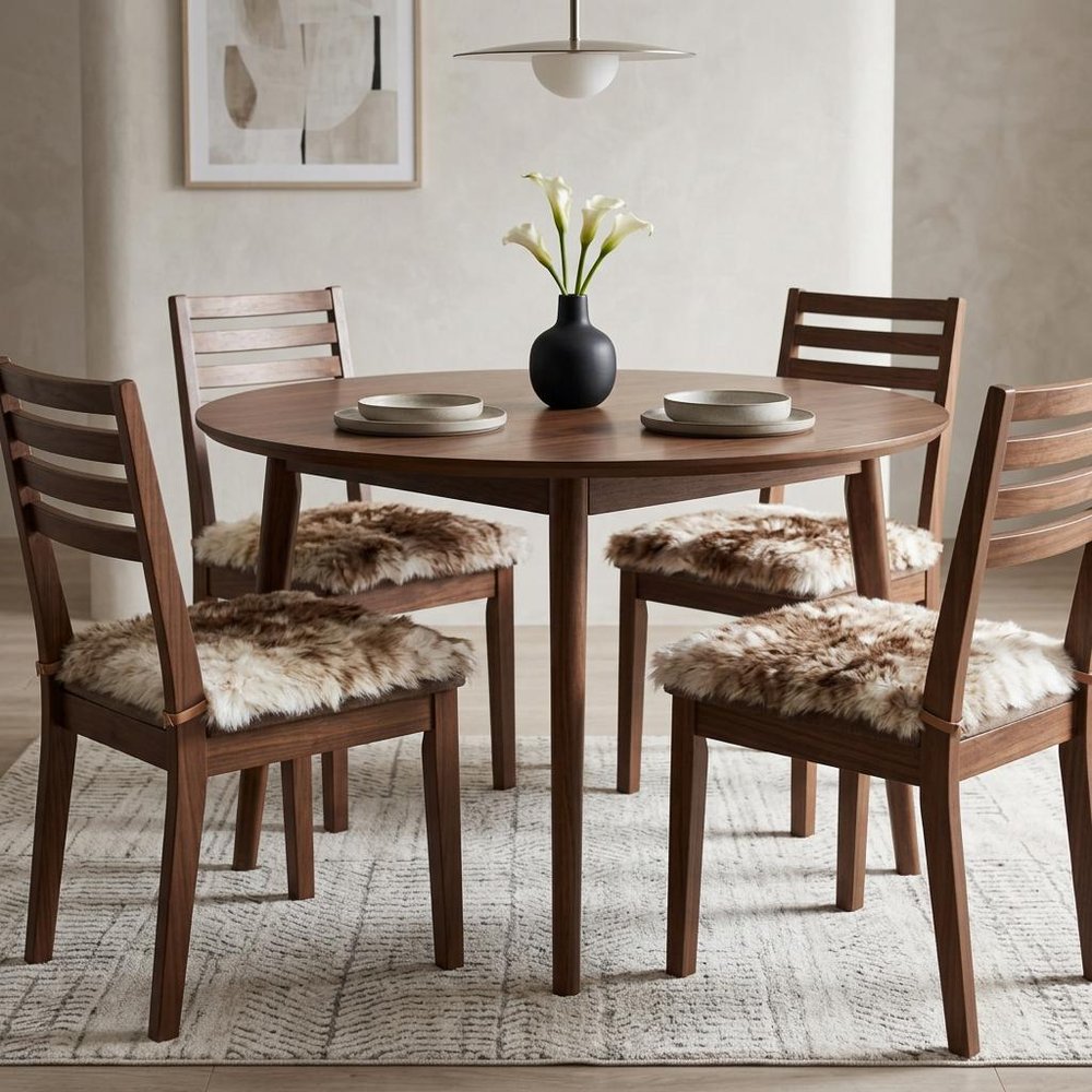 Set Of Four 17" X 17" Gradient Chocolate Wool Chair Pads in a home interior