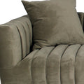 90" Gray Brown Velvet Sofa And Toss Pillows With Gold Legs close-up detail