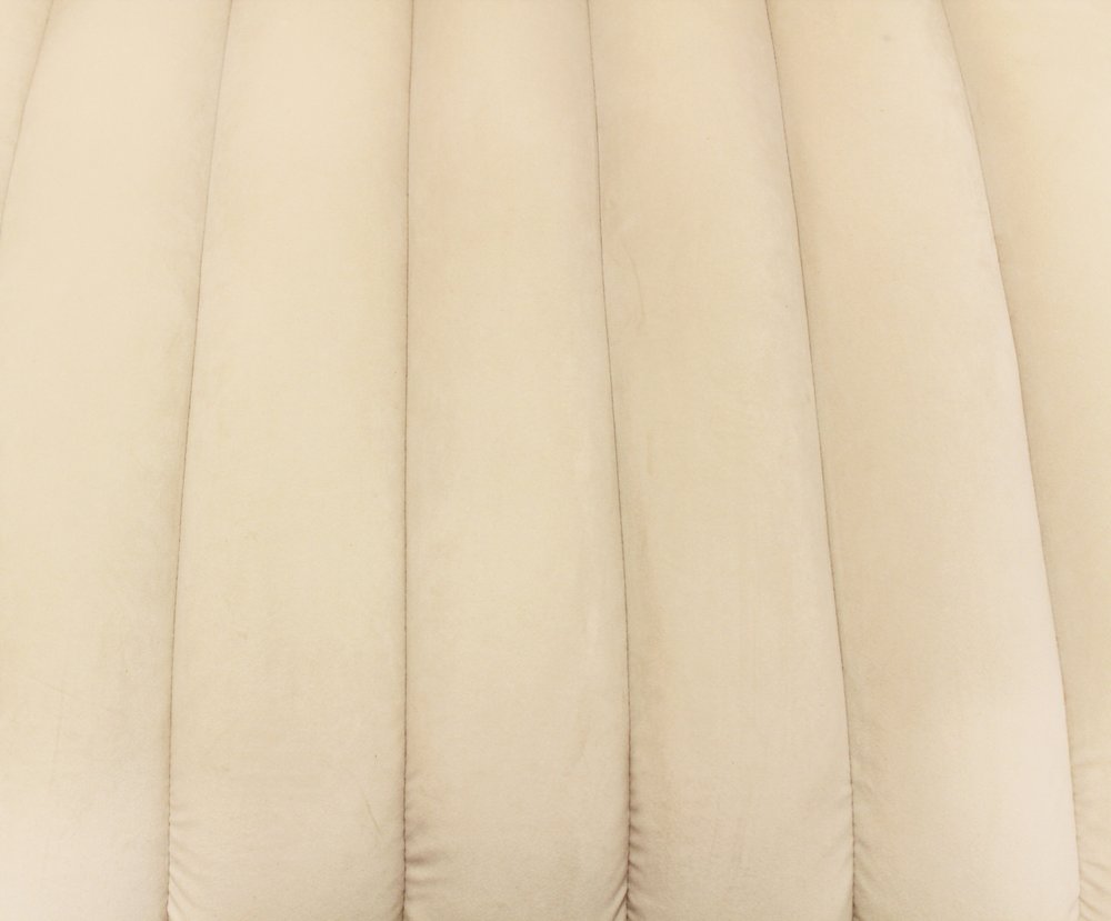90" Ivory Velvet Sofa And Toss Pillows With Gold Legs close-up detail