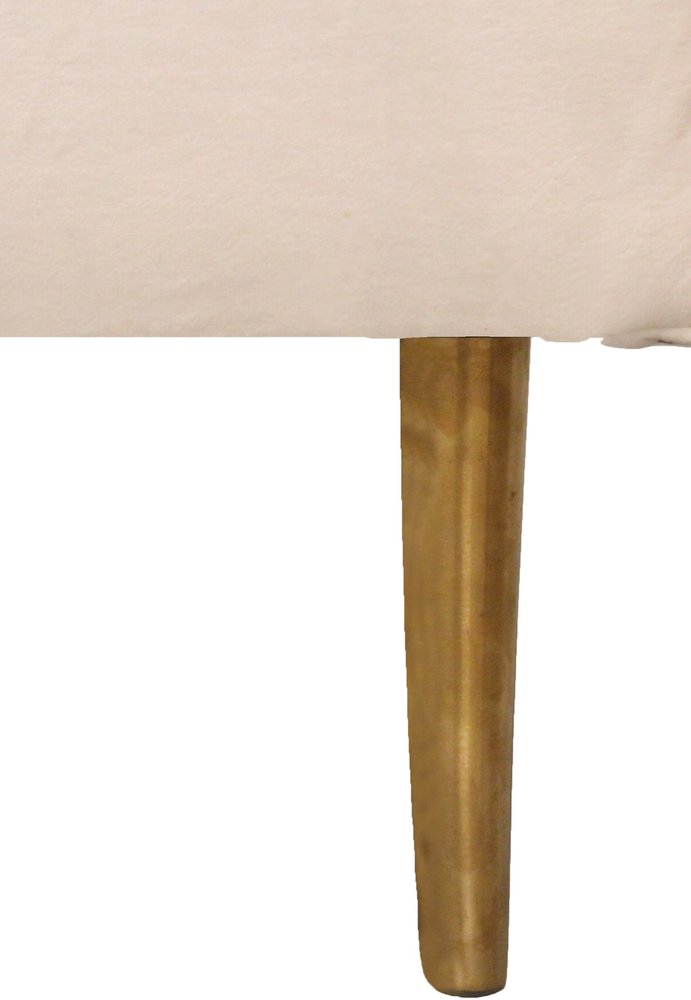 90" Ivory Velvet Sofa And Toss Pillows With Gold Legs on a white background