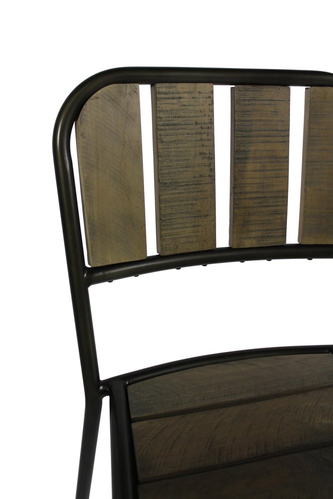 Five Piece Brown and Black Square Solid Wood Dining Set with Four Chairs
