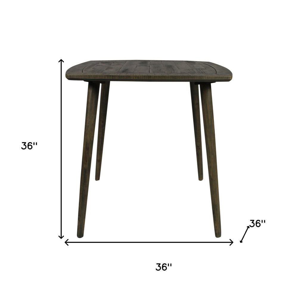 Five Piece Brown and Black Square Solid Wood Dining Set with Four Chairs