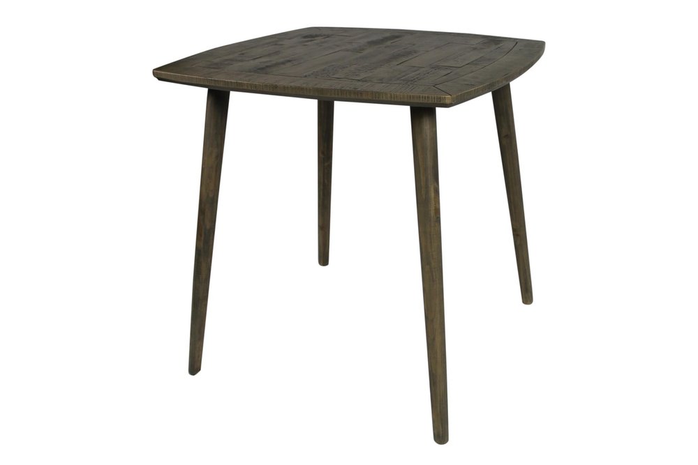 Five Piece Brown and Black Square Solid Wood Dining Set with Four Chairs on a white background