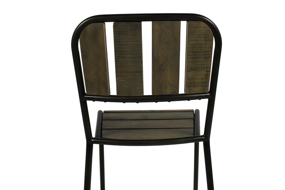 Five Piece Brown and Black Square Solid Wood Dining Set with Four Chairs
