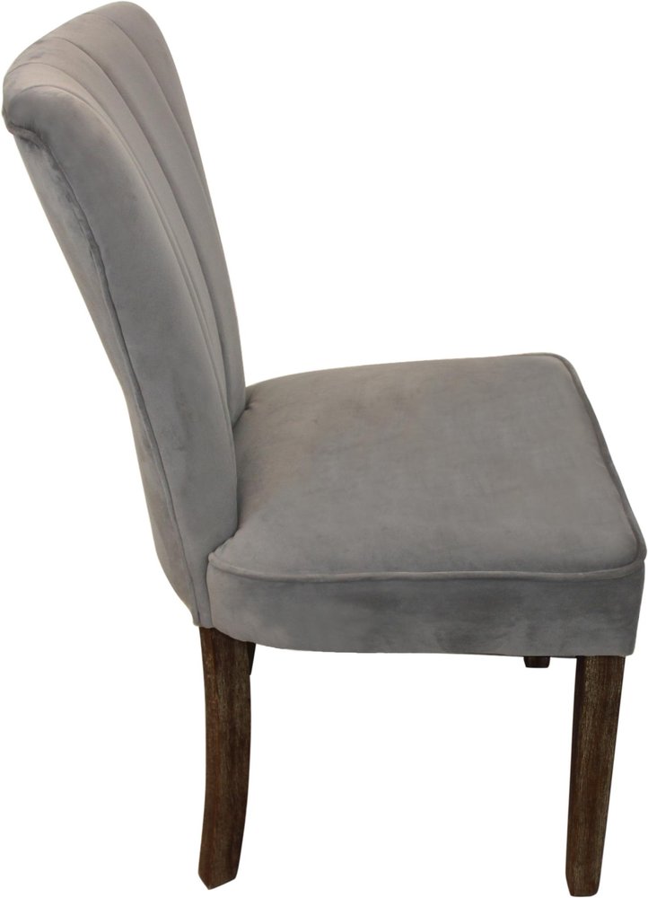 Seven Piece Gray and Black Round Solid Wood Dining Set with Six Chairs on a white background