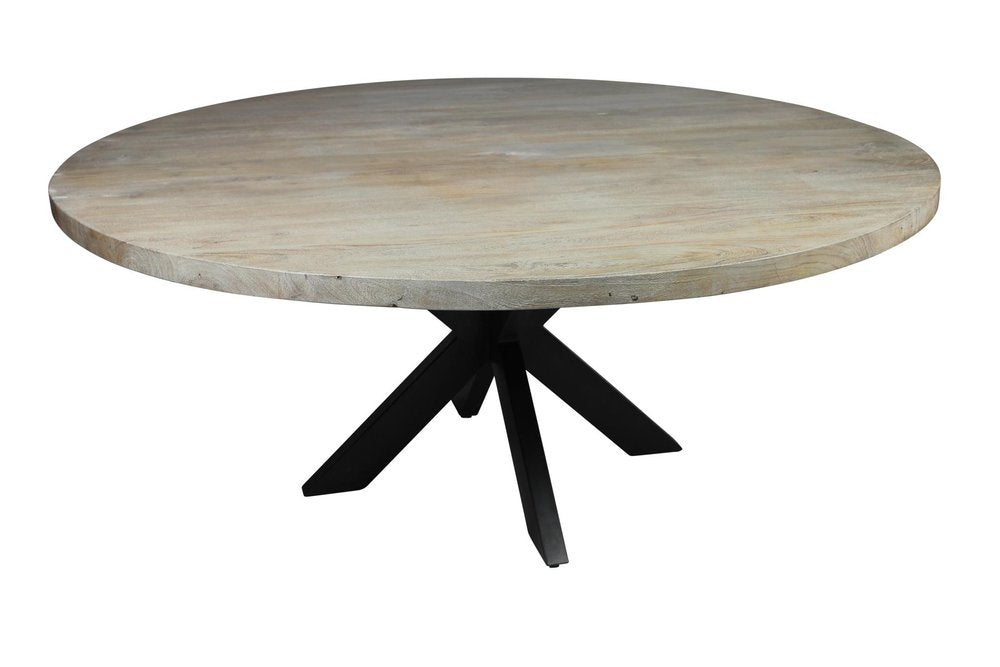 Seven Piece Gray and Black Round Solid Wood Dining Set with Six Chairs - SKU 489556