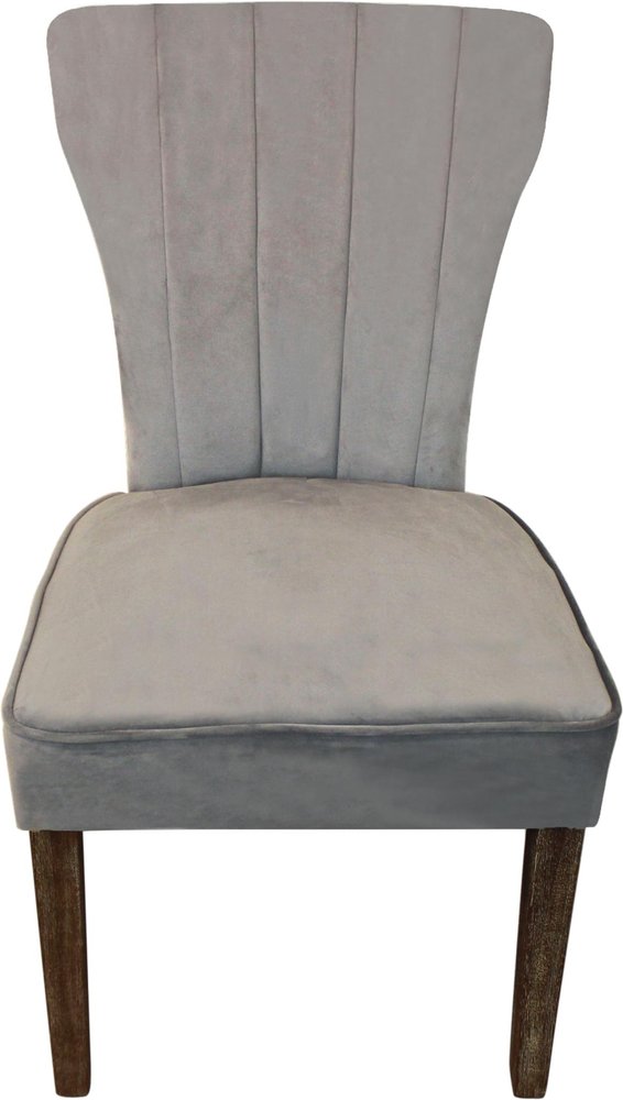 Seven Piece Gray and Black Solid Wood Dining Set with Six Chairs - with Set of 6 Upholstered Back Chairs