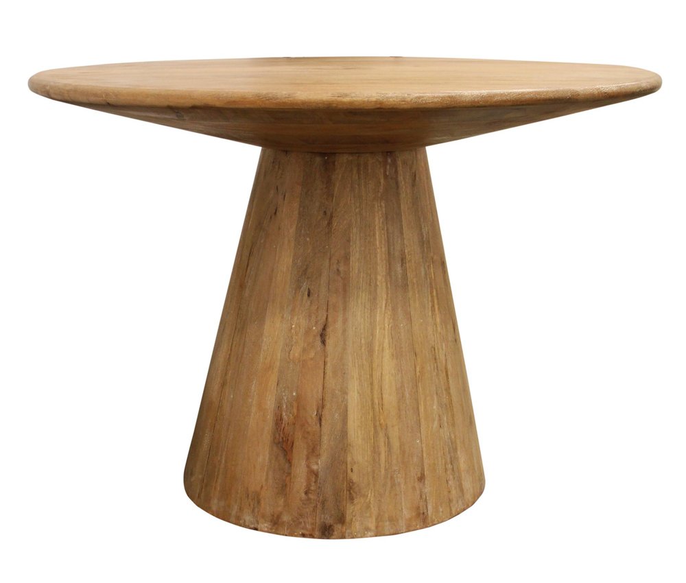 Five Piece Natural Round Solid Wood Dining Set with Four Chairs