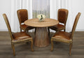 Five Piece Natural Round Solid Wood Dining Set with Four Chairs