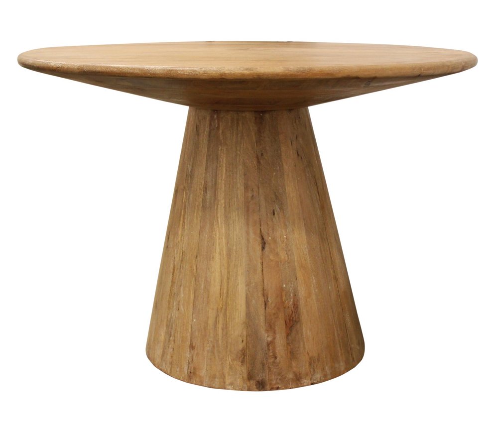 Five Piece Natural Round Solid Wood Dining Set with Four Chairs