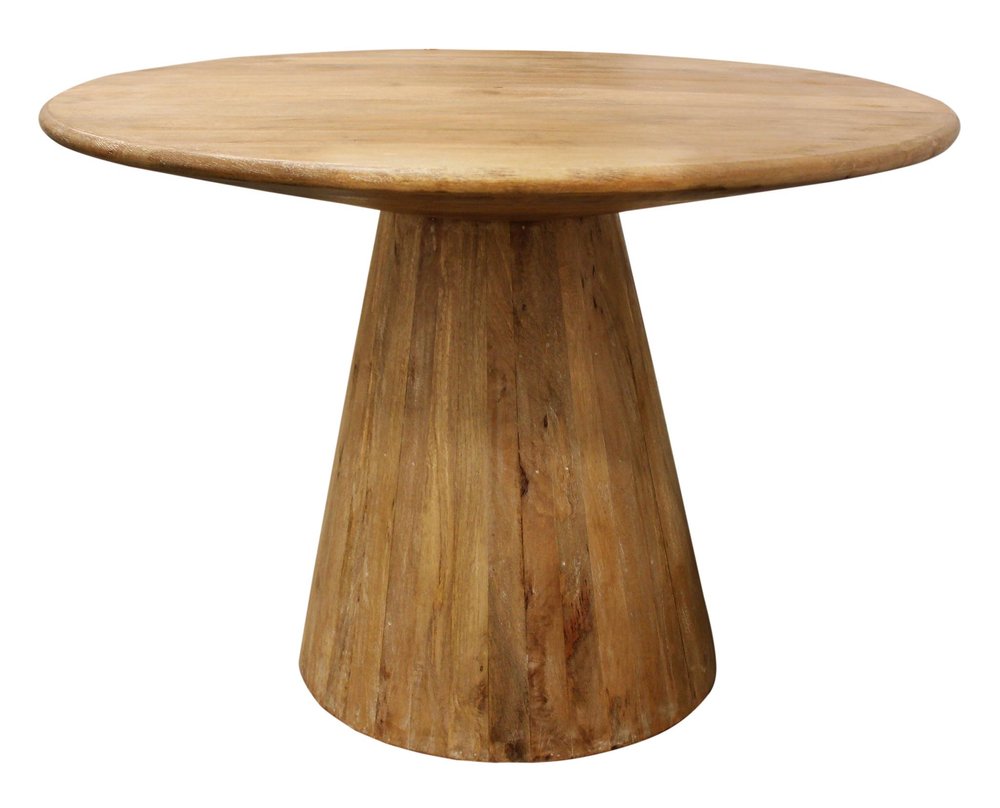 Five Piece Natural Round Solid Wood Dining Set with Four Chairs