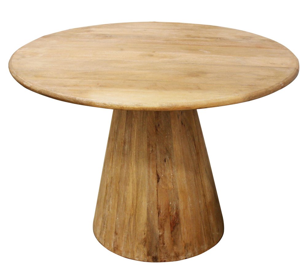 Five Piece Natural Round Solid Wood Dining Set with Four Chairs