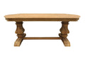 Nine Piece Natural Solid Wood Dining Set with Eight Chairs on a white background