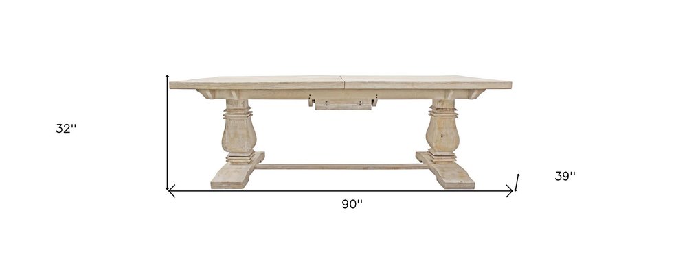 Nine Piece White Solid Wood Dining Set with Eight Chairs on a white background
