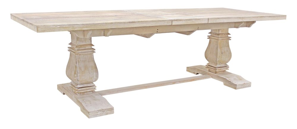 Nine Piece White Solid Wood Dining Set with Eight Chairs on a white background