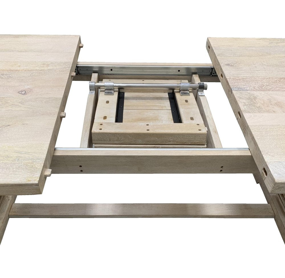 Nine Piece White Solid Wood Dining Set with Eight Chairs
