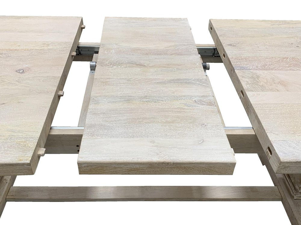 Nine Piece White Solid Wood Dining Set with Eight Chairs