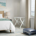 White Folding Luggage Rack With White Straps