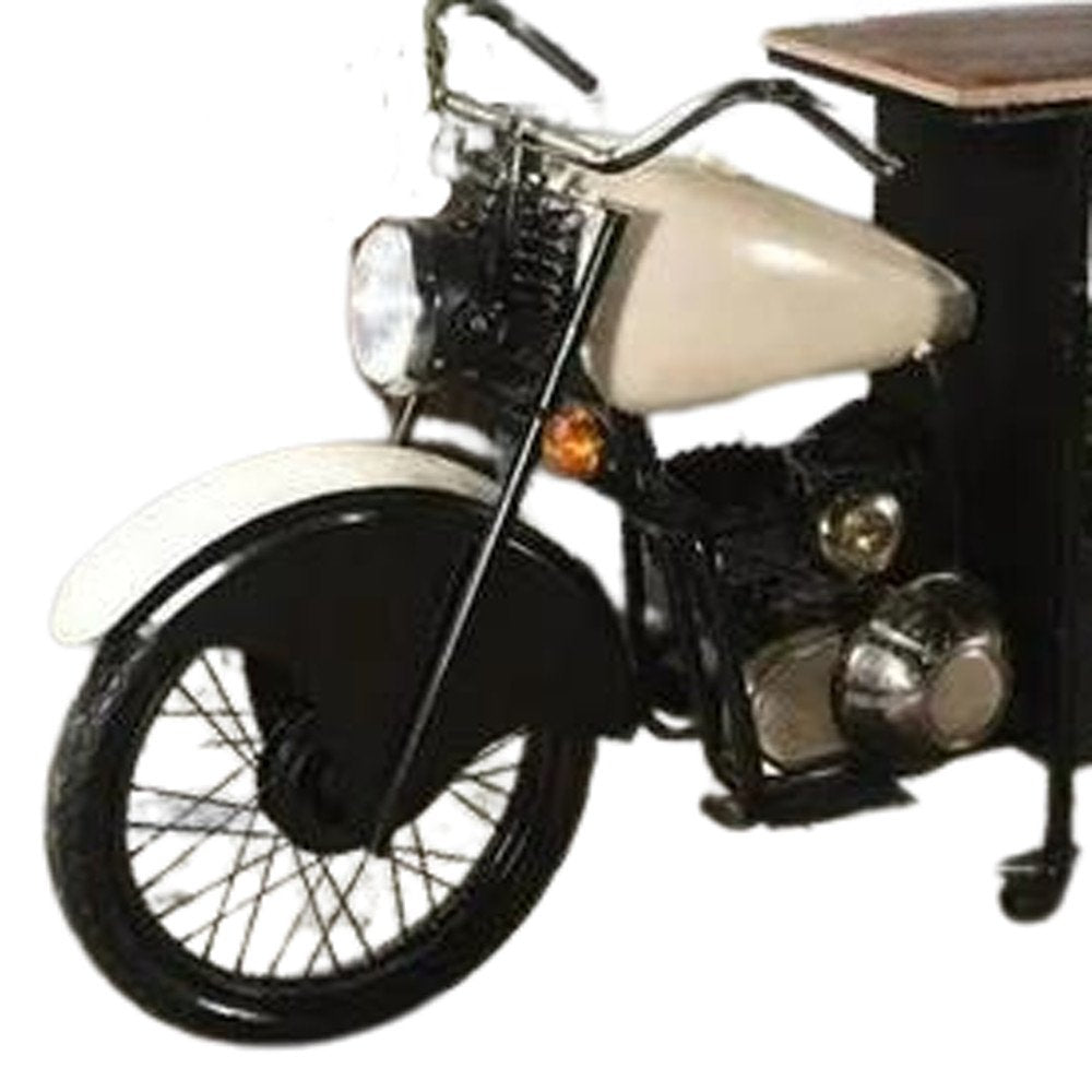 Black and White Metal And Solid Wood Rolling Bar Cart With Wine Storage on a white background