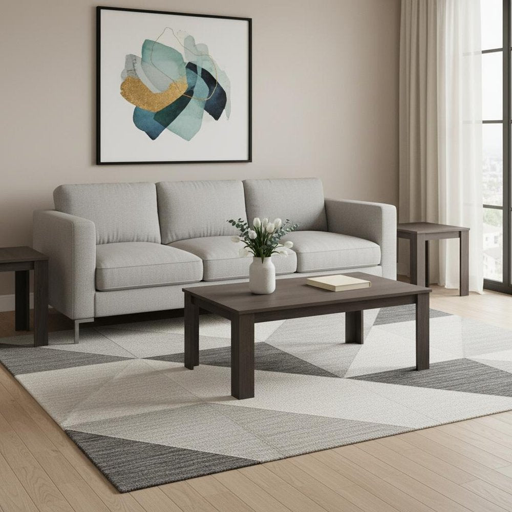 Set of Three 44" Oak Coffee Table in a home interior