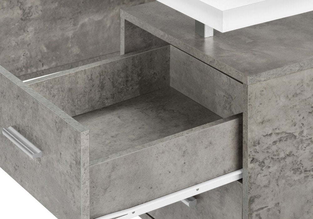 60" White and Gray Computer Desk With Three Drawers