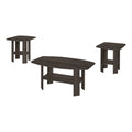 Set of Three 36" Oak Coffee Table With Three Shelves on a white background