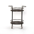 Dark Gray Iron And Solid Wood Round Rolling Bar Cart on a white background